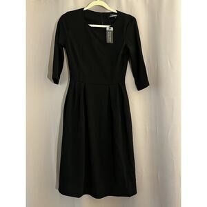 Oxiuly Half Sleeve Casual Party Swing Dress Vintage NWT Size S Black Pockets